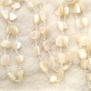 Vintage Necklace Mother-of-Pearl white polished beads,  faux pearls 64” Wrap it!